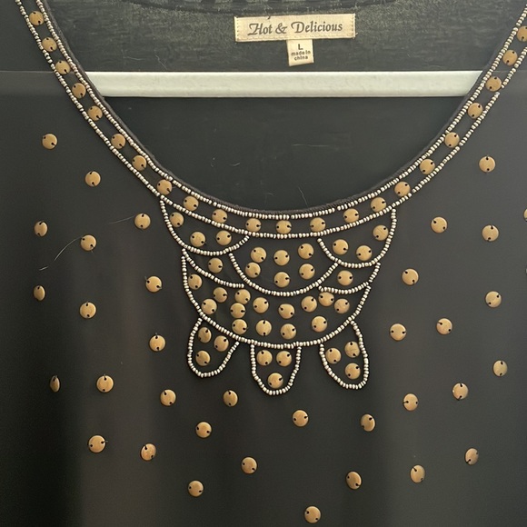 Black Sheer Embellished Top - Picture 2 of 4